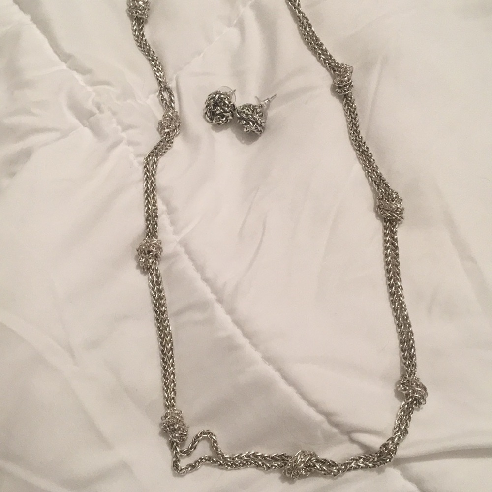 Knot earrings and matching necklace.